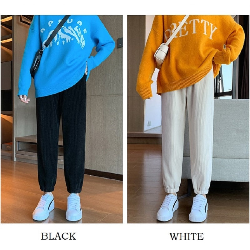 Pantalon d'hiver chaud en velours côtelé