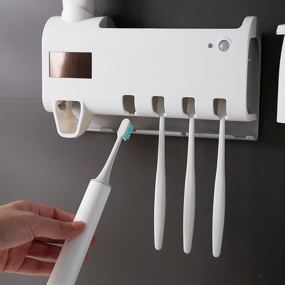 Support de brosse à dents à stérilisation UV 3 en 1
