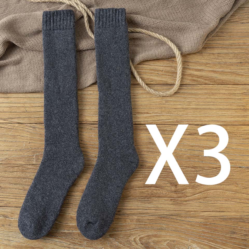 3x Paire de chaussettes longues en laine épaisse