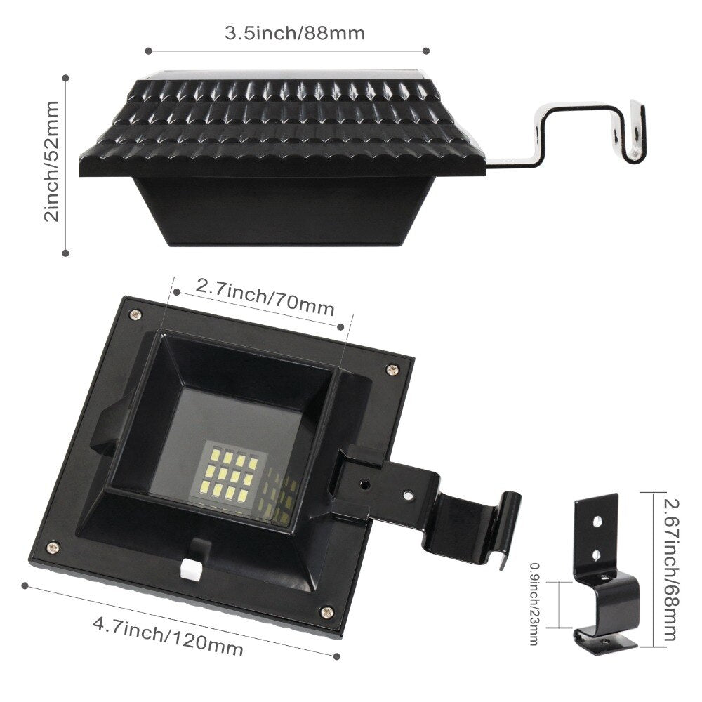 Lot de 2 lampes solaires LED pour gouttière