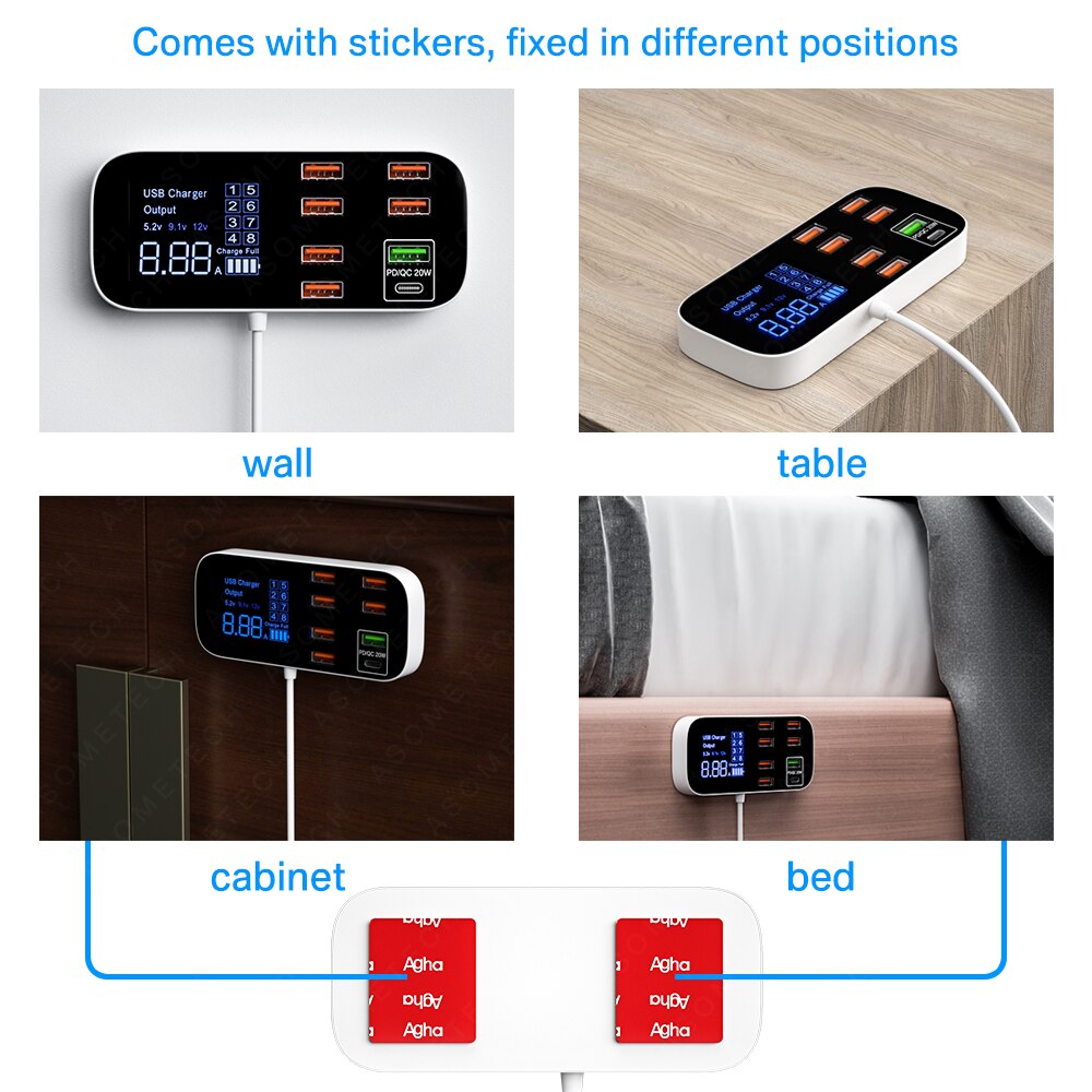 Station de charge rapide USB (8 ports)