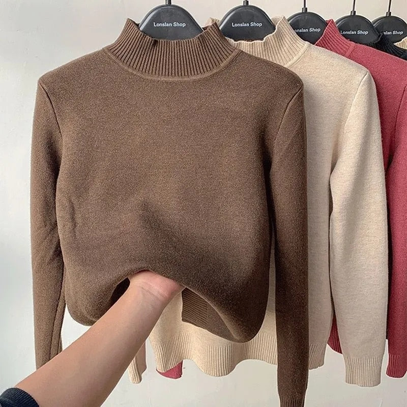 Sam - Pull col cheminé avec doublure polaire