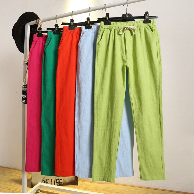 Pantalon léger et confortable en coton et lin - Femme