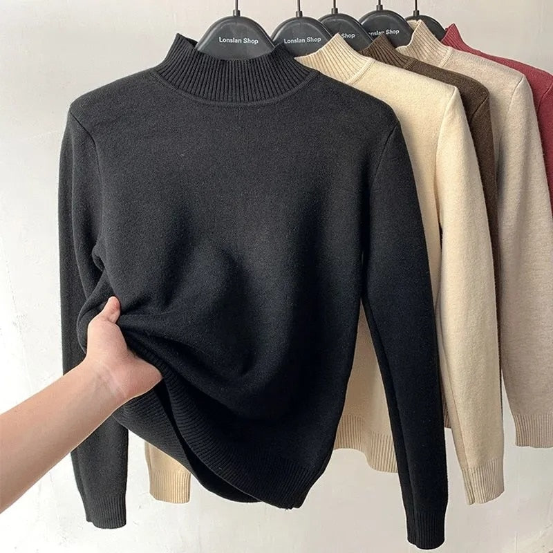 Sam - Pull col cheminé avec doublure polaire