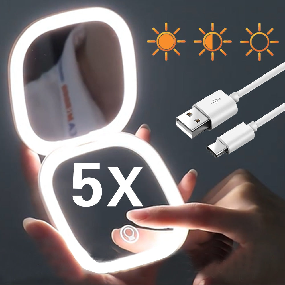 Mini miroir de maquillage LED USB