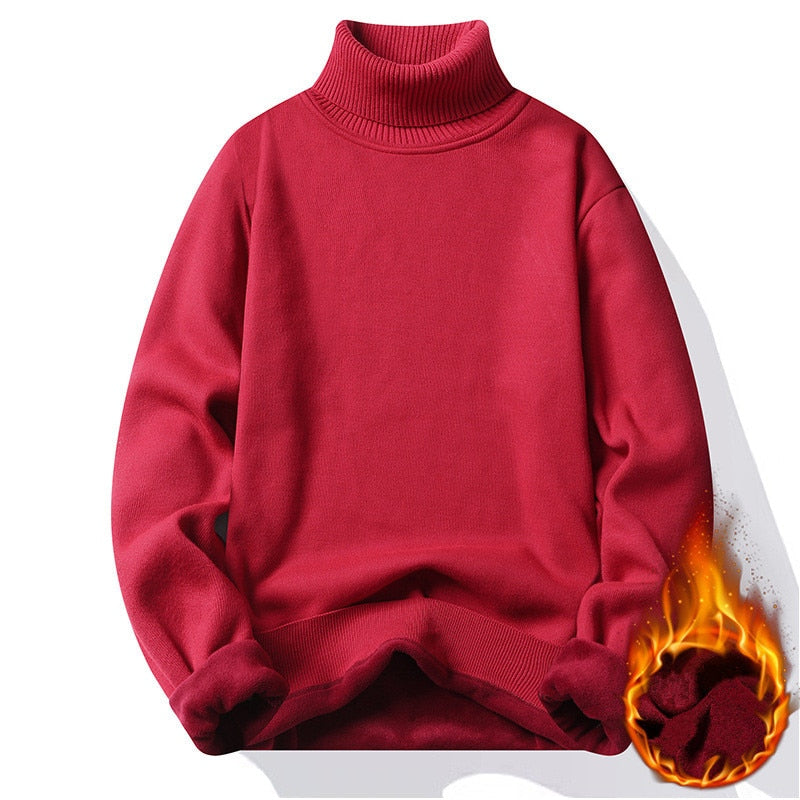 Pull à col roulé polaire rembourré pour homme