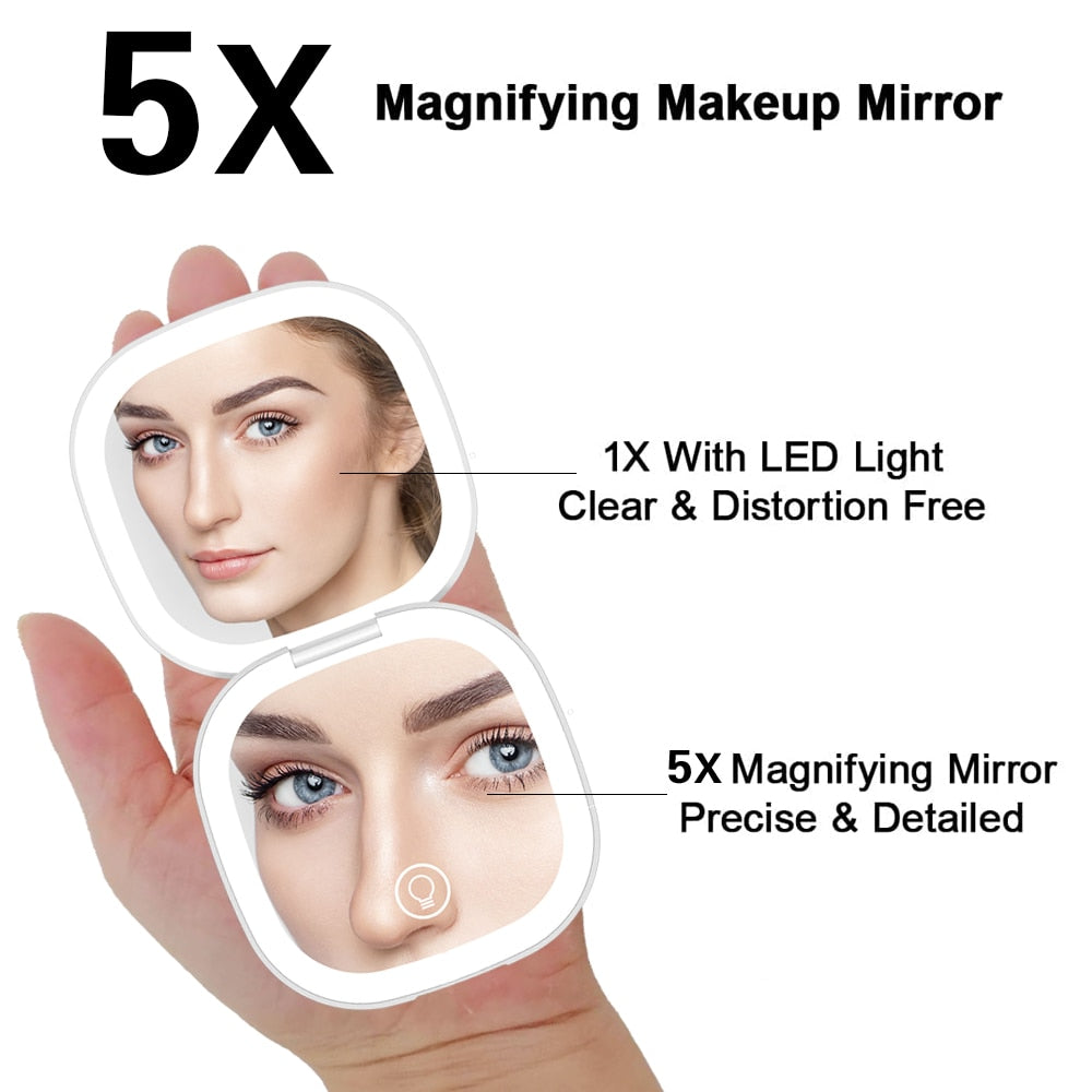 Mini miroir de maquillage LED USB