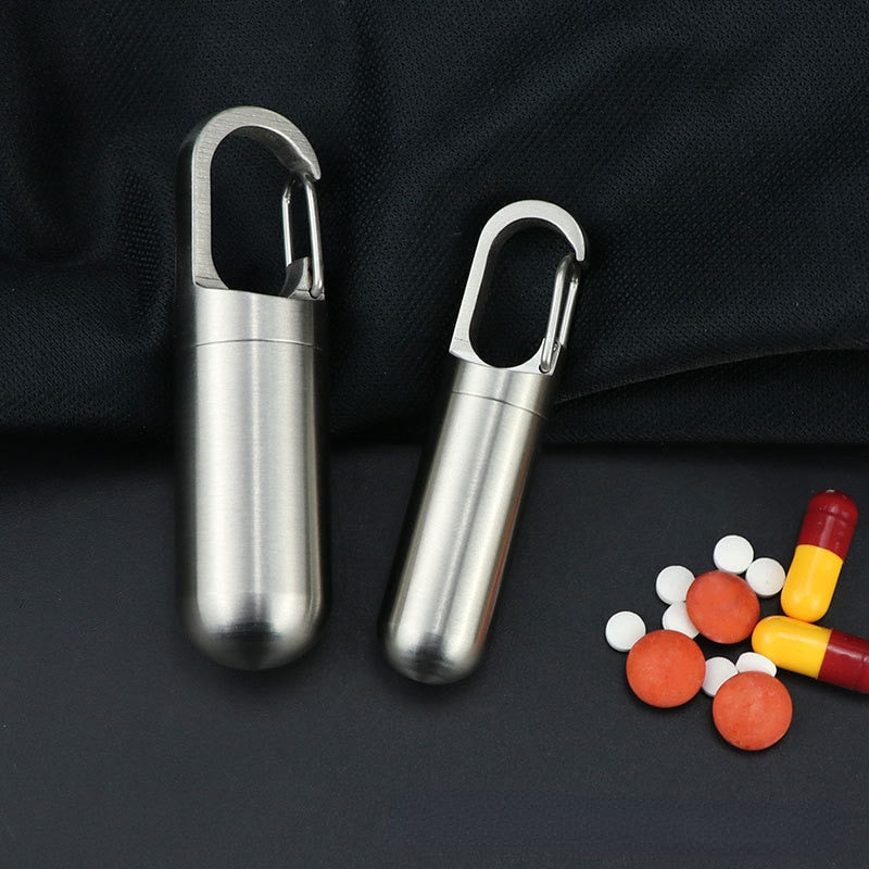 2x Mini Porte Clé Boîte à Pilules Waterproof