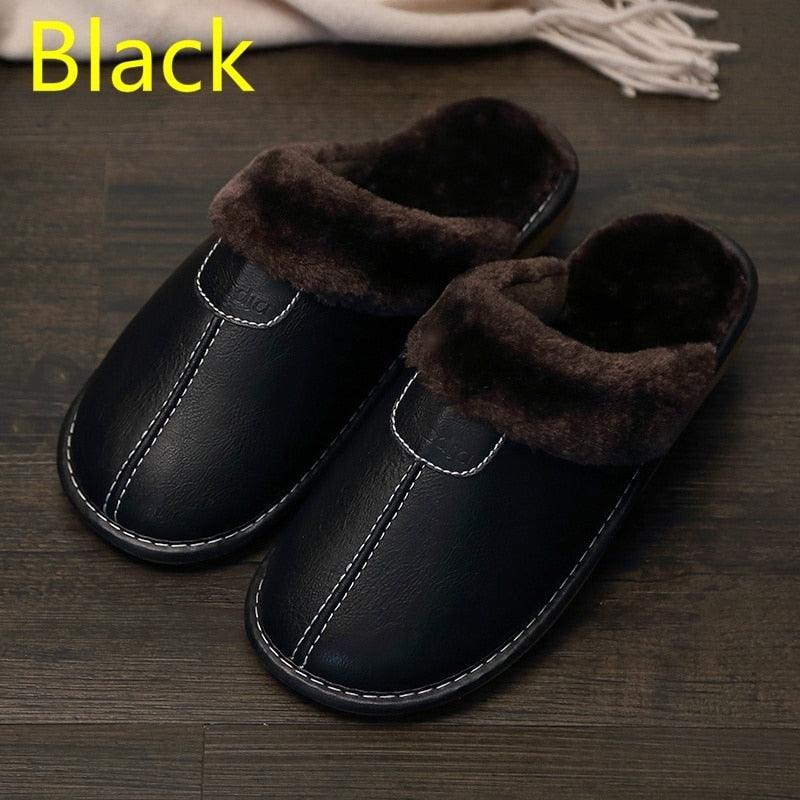 Pantoufles d'hiver en cuir homme