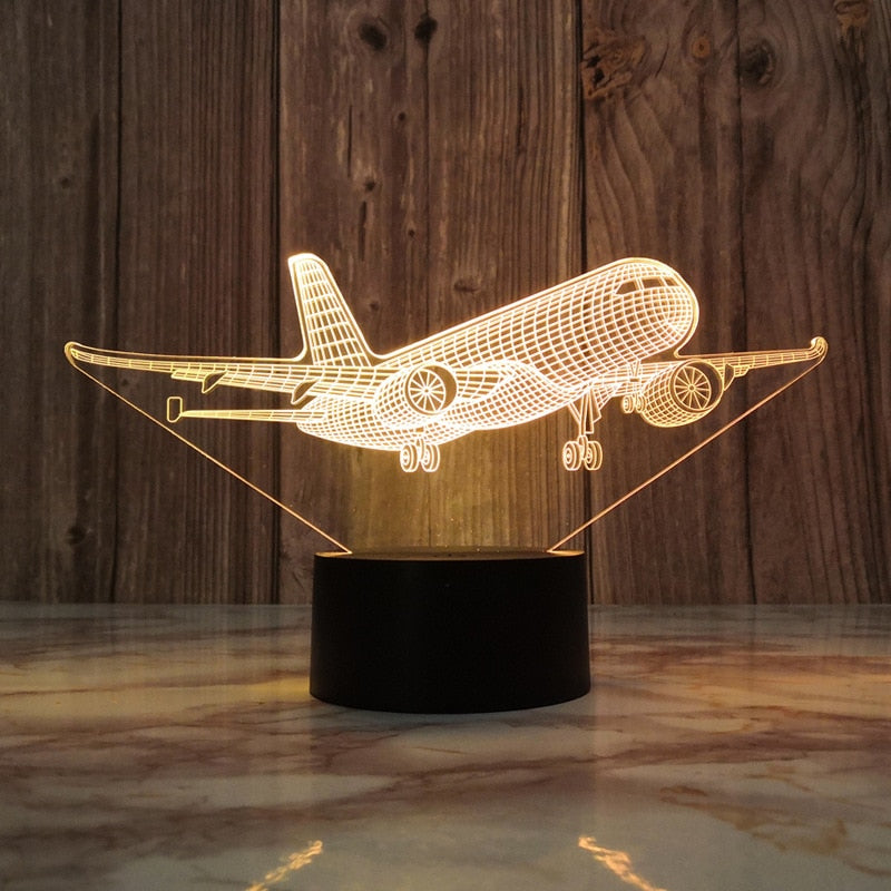 Lampe de chevet 3D en forme d'avion