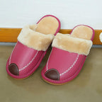Pantoufles d'hiver en cuir homme