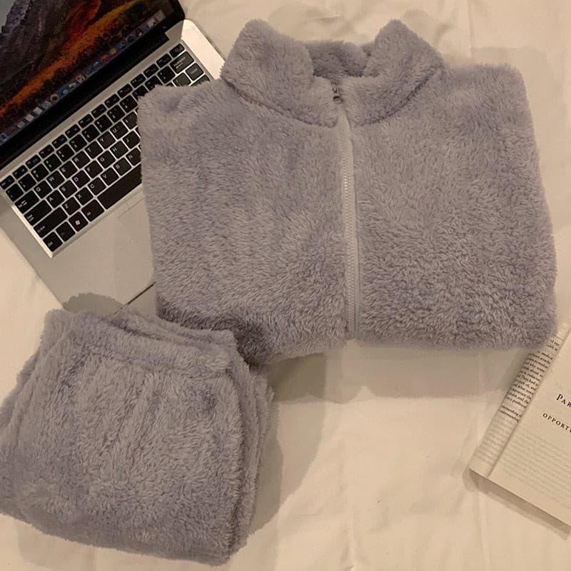 Ensemble pyjama cocooning en peluche - Femme