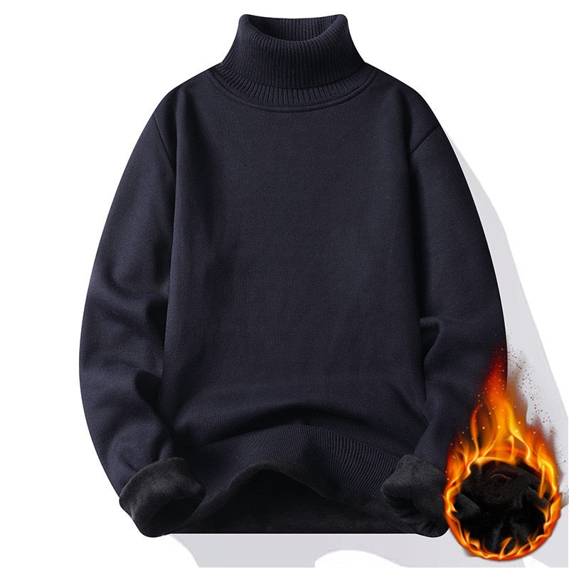 Pull à col roulé polaire rembourré pour homme