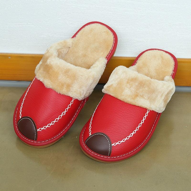 Pantoufles d'hiver en cuir homme