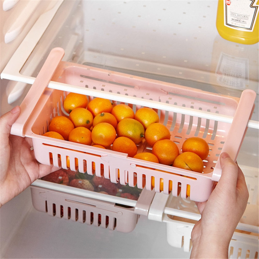 Lot de 2 paniers de rangement extensible pour réfrigérateur