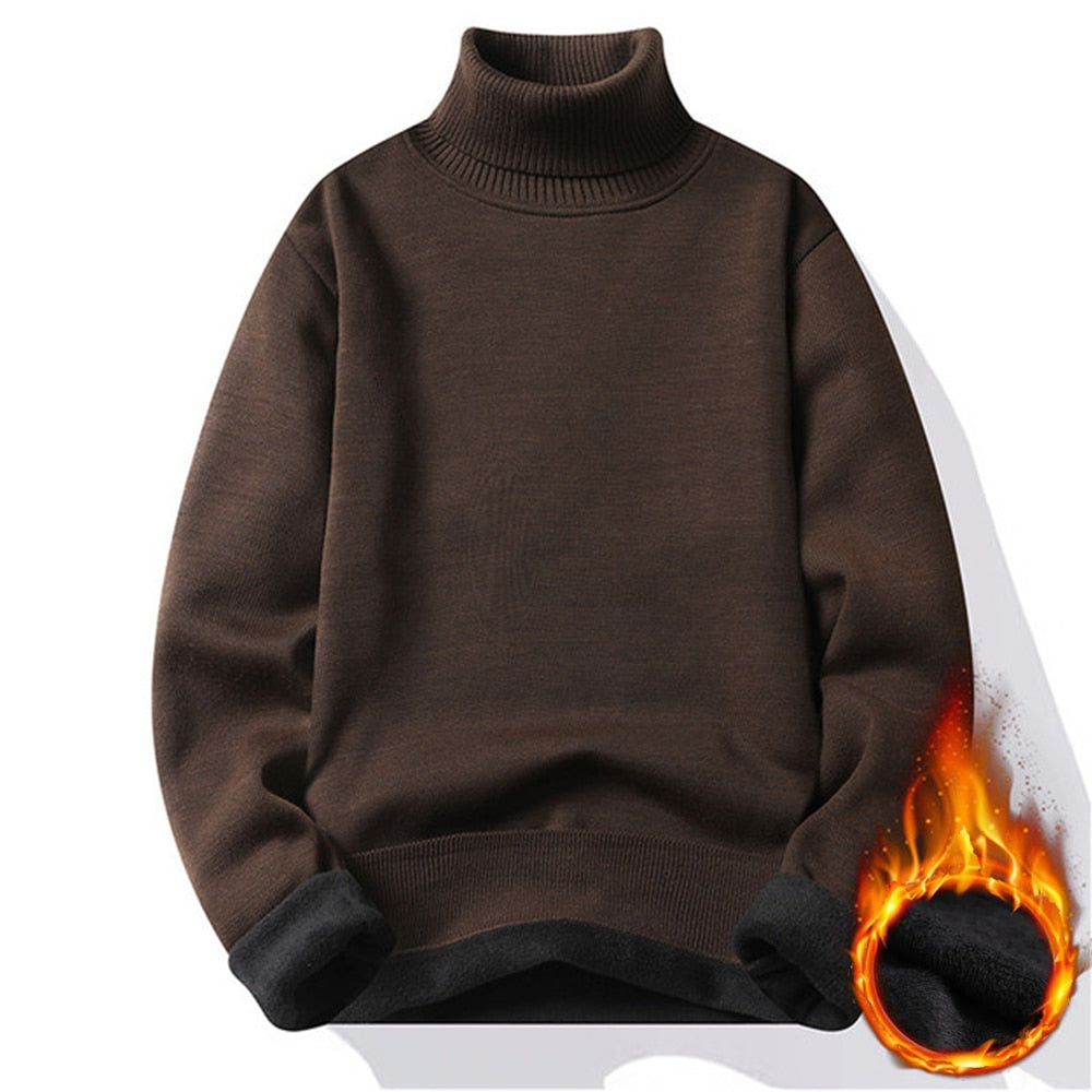 Pull à col roulé polaire rembourré pour homme