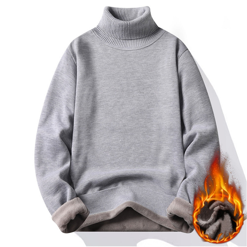 Pull à col roulé polaire rembourré pour homme