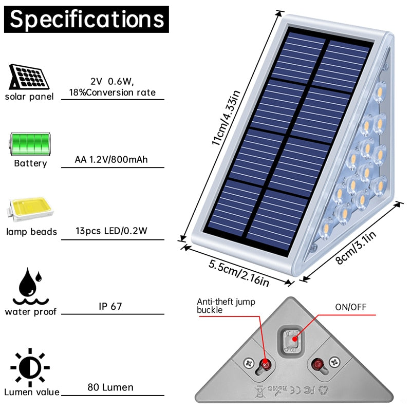 Lampe solaire triangulaire pour escalier