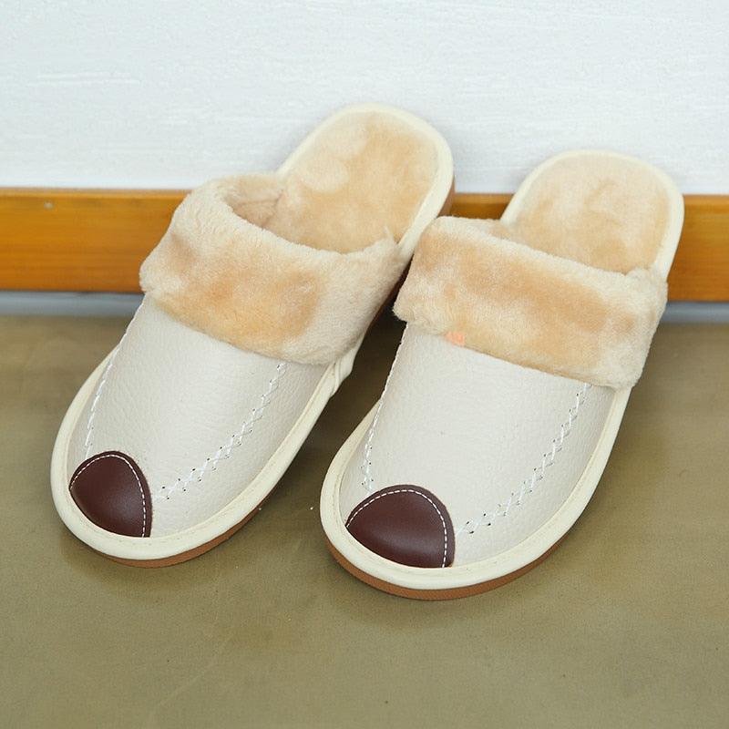 Pantoufles d'hiver en cuir homme