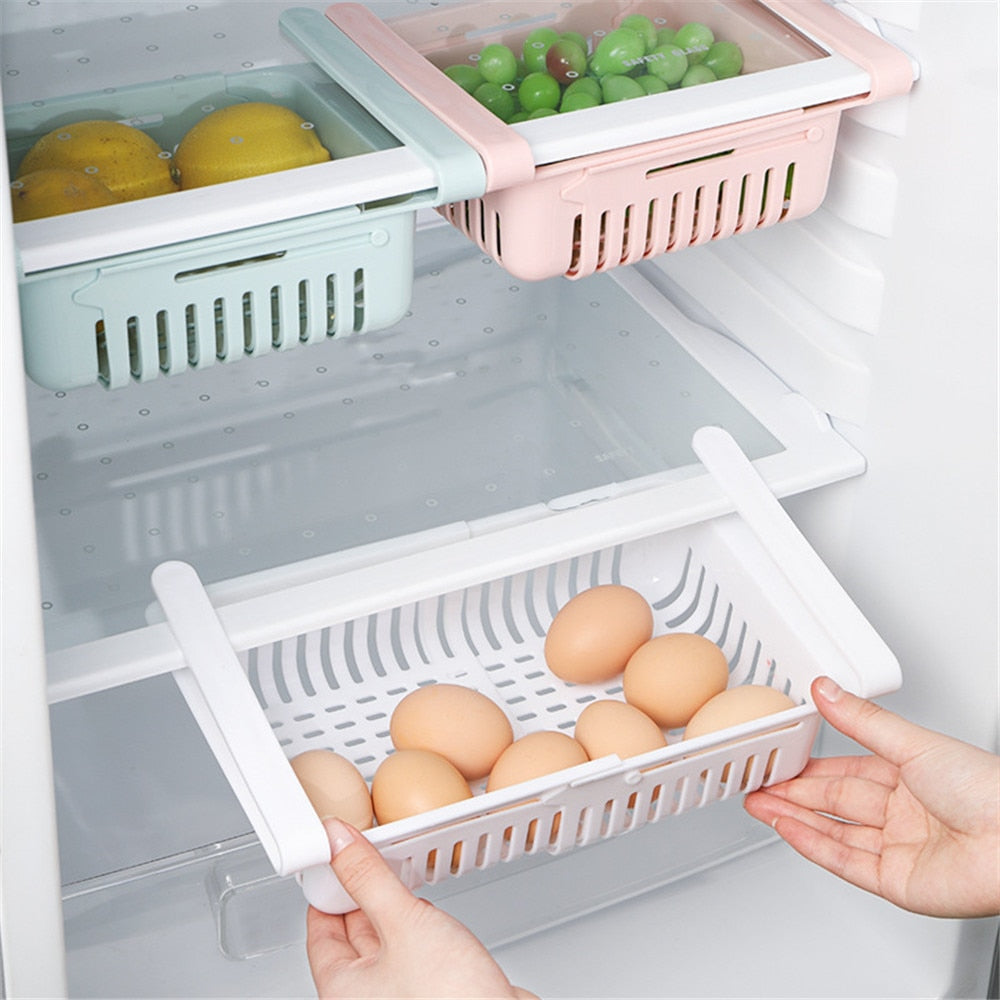Lot de 2 paniers de rangement extensible pour réfrigérateur