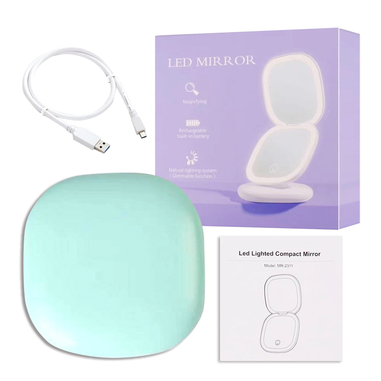 Mini miroir de maquillage LED USB