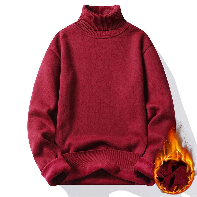 Pull à col roulé polaire rembourré pour homme