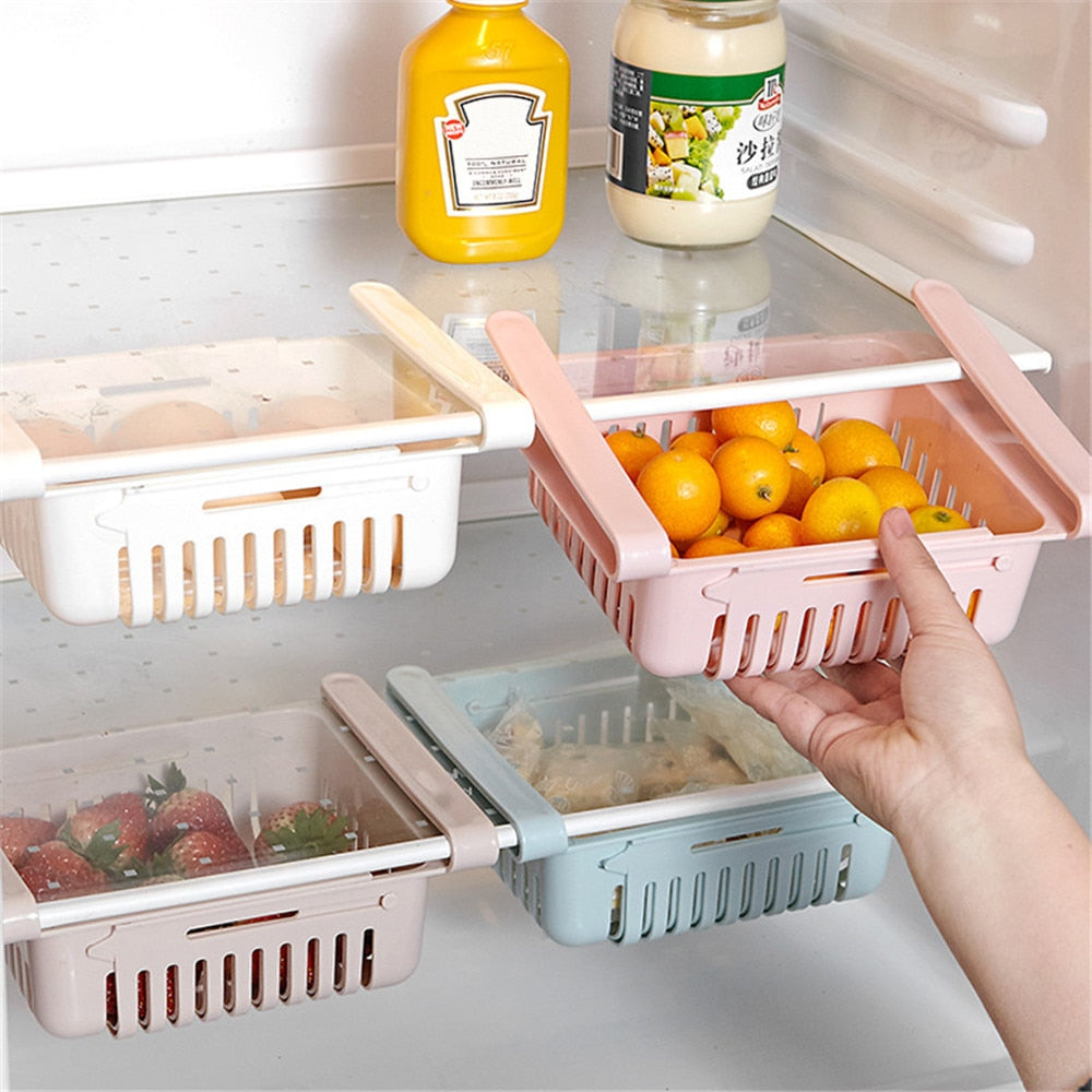 Lot de 2 paniers de rangement extensible pour réfrigérateur