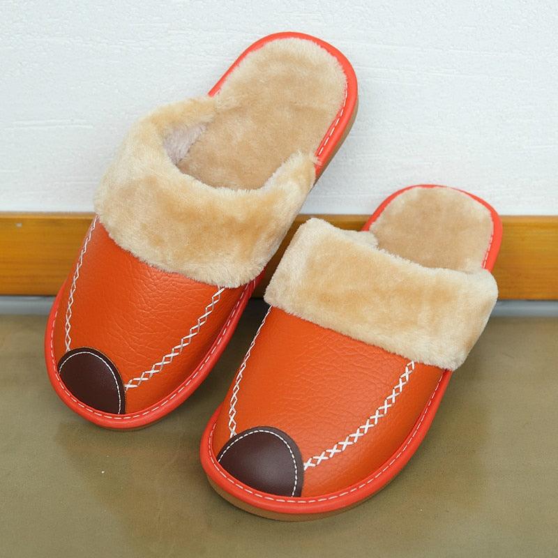 Pantoufles d'hiver en cuir homme