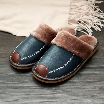 Pantoufles d'hiver en cuir homme