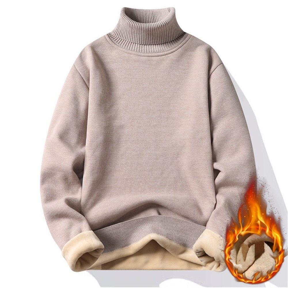 Pull à col roulé polaire rembourré pour homme