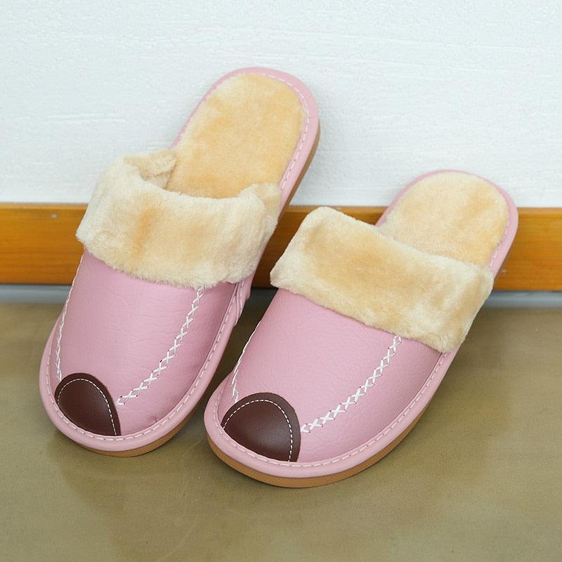 Pantoufles d'hiver en cuir homme