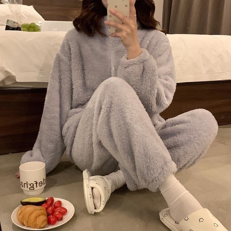 Ensemble pyjama cocooning en peluche - Femme
