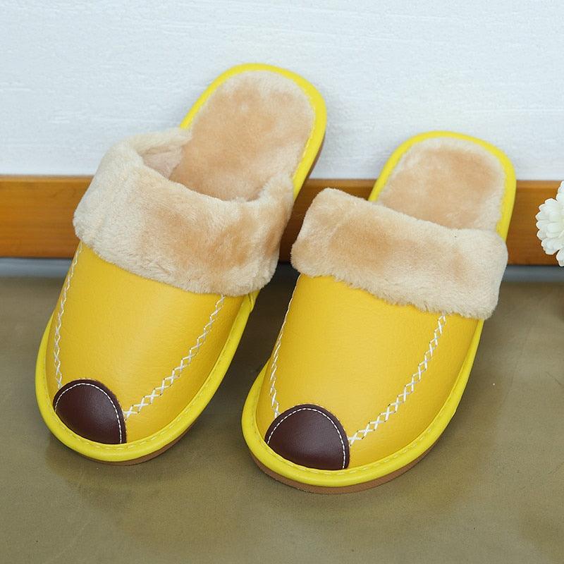 Pantoufles d'hiver en cuir homme