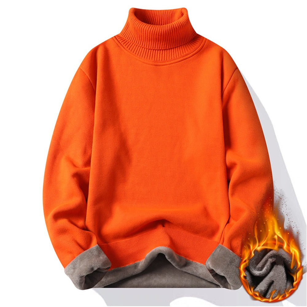 Pull à col roulé polaire rembourré pour homme