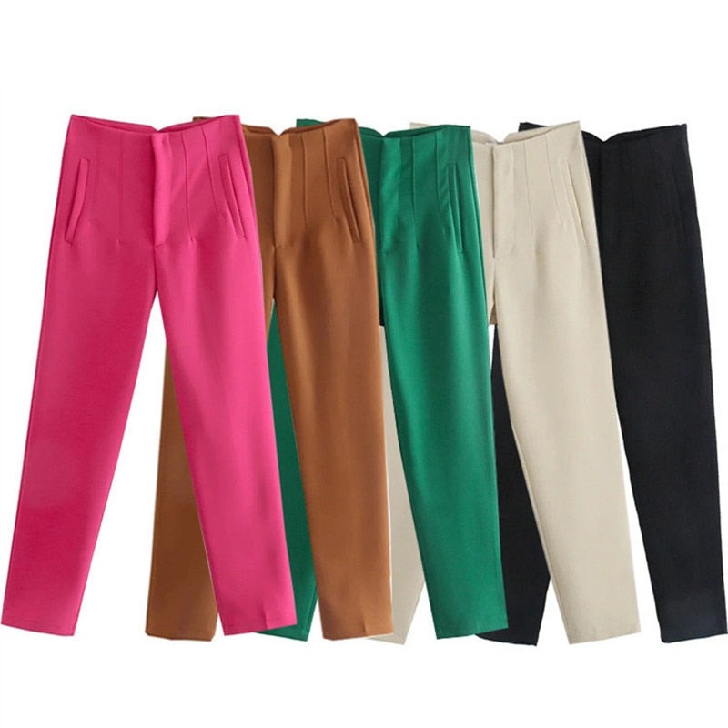Pantalon taille haute pour femme