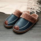 Pantoufles d'hiver en cuir homme