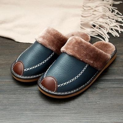 Pantoufles d'hiver en cuir homme