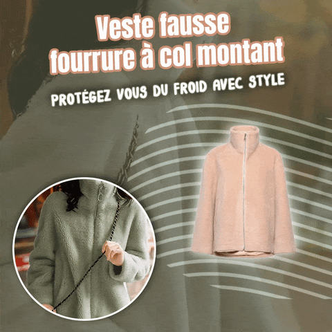 Veste fausse fourrure à col montant