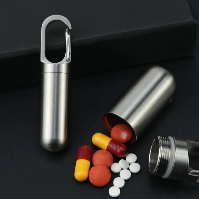 2x Mini Porte Clé Boîte à Pilules Waterproof