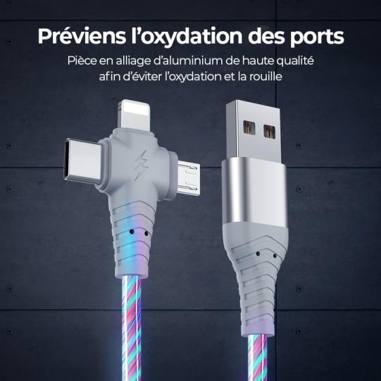 Câble de recharge lumineux 3 en 1