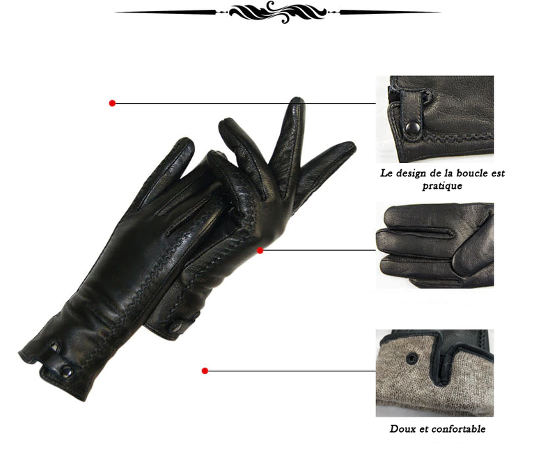 Gants en cuir tactiles pour femme